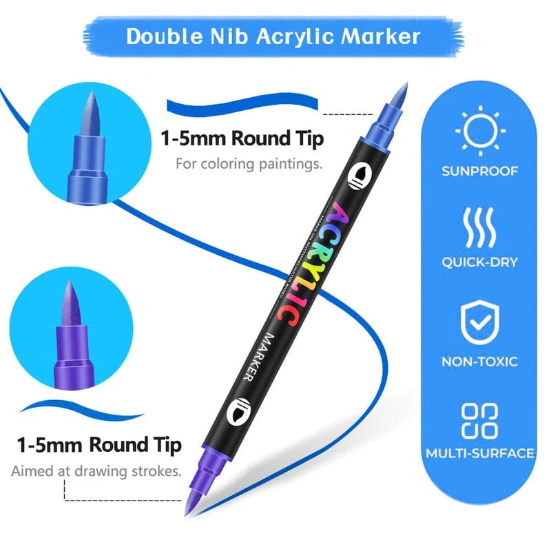 ColorCraft - Akrylpenna med dubbla spetsar för precisionskonst